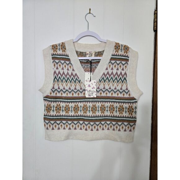 NWT Hippie Rose Cropped Sweater Vest Size M - Picture 1 of 4